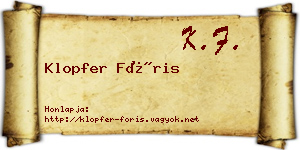 Klopfer Fóris névjegykártya